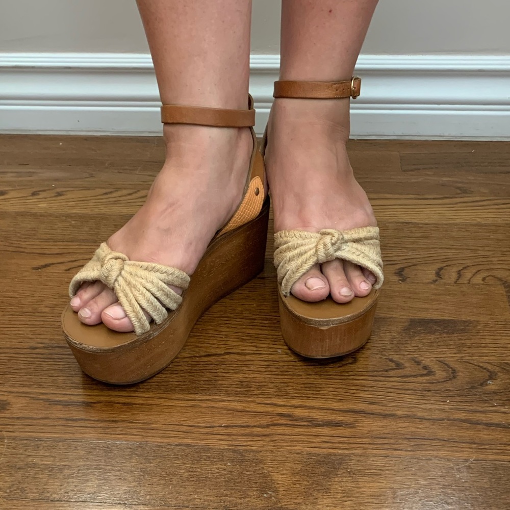 Isabel Marant platform sandals leather wood rope